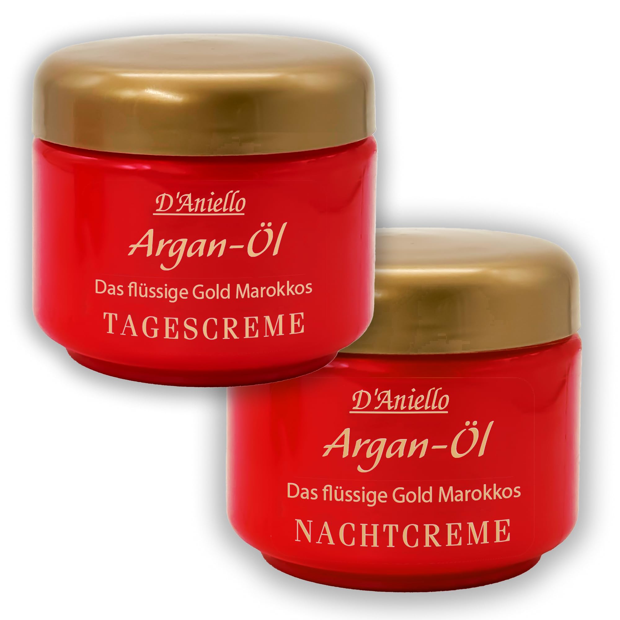 D'Aniello 2x125ml ArganÖl Tagescreme & Nachtcreme - Gesichtscreme Damen - Gesichtscreme Männer - Antifalten creme- Gesichtspflege Set - Gesichtscreme - Feuchtigkeitscreme Gesicht - Moisturizer Face