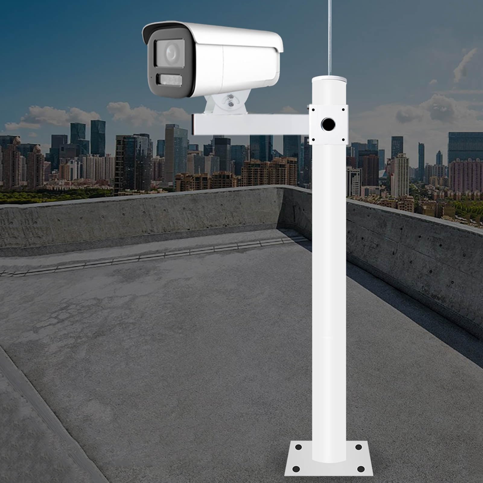 Support Universel pour caméra de sécurité sur Poteau - Support Mural réglable pour Moniteur et Bras d'extension, adapté à la Surveillance extérieure, Facile à Installer et Compatible avec la