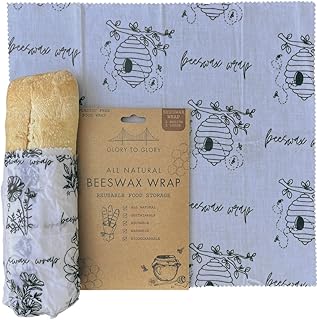 Glory to Glory Beeswax Wraps For Food | All Natural Beeswax Wrap | 4 Pack Beeswax Wraps (2L, 2M) | Reusable beeswax food w...