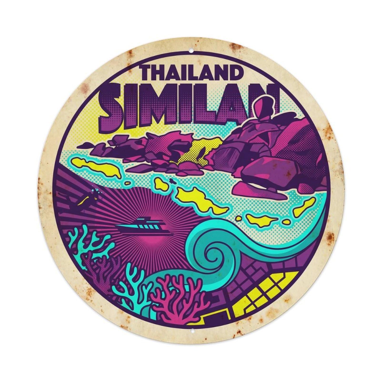 Similan Islands Thailand Island Resort Bold Color Metal Tin Sign