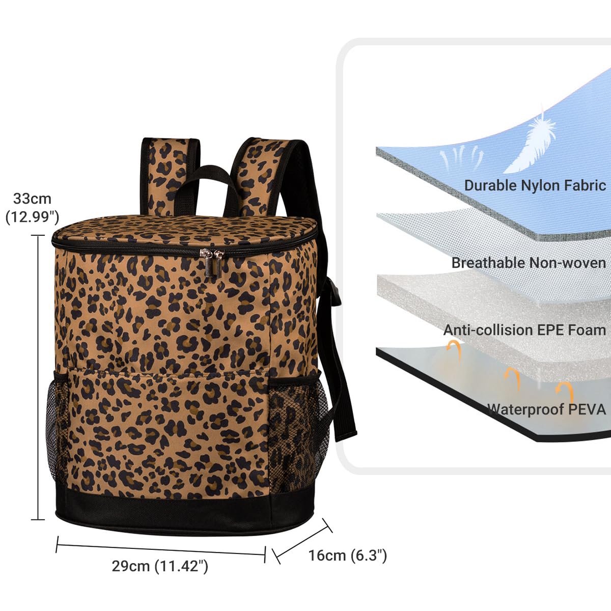15L Sac à Dos Isotherme à Glacière Sac de Pique-Nique Sac Isotherme Portable Cooler Backpack Bag