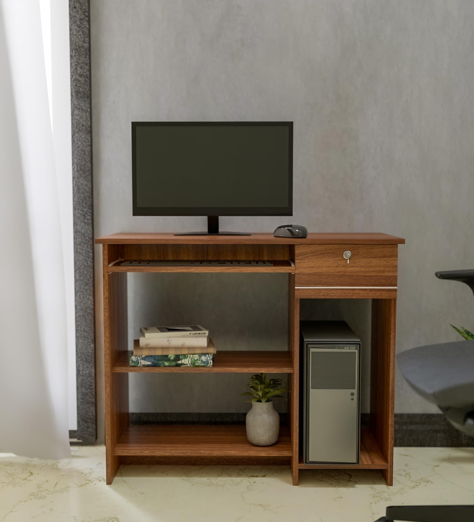 Bingo Engineered Wood Study Table | Multi-Purpose Study Table | Computer Table for Students | Office Table with 1 Drawers | Desk for Work from Home | 1 Year Warranty - Leon Teak