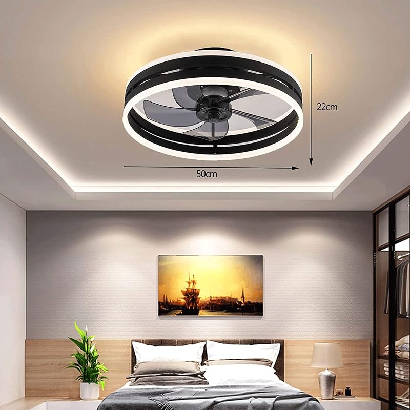 Revneey Csendes Mennyezeti Ventilátor Lámpa 50W Dimmelhető Távirányítóval és App Vezérléssel