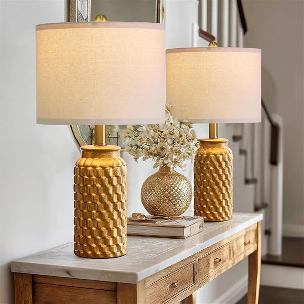 USumkky 20.5 inches Modern Ceramic Dark Blue Bedside Lamp Set of 2 for Bedroom Decor Farmhouse Table Lamp for Living Roo