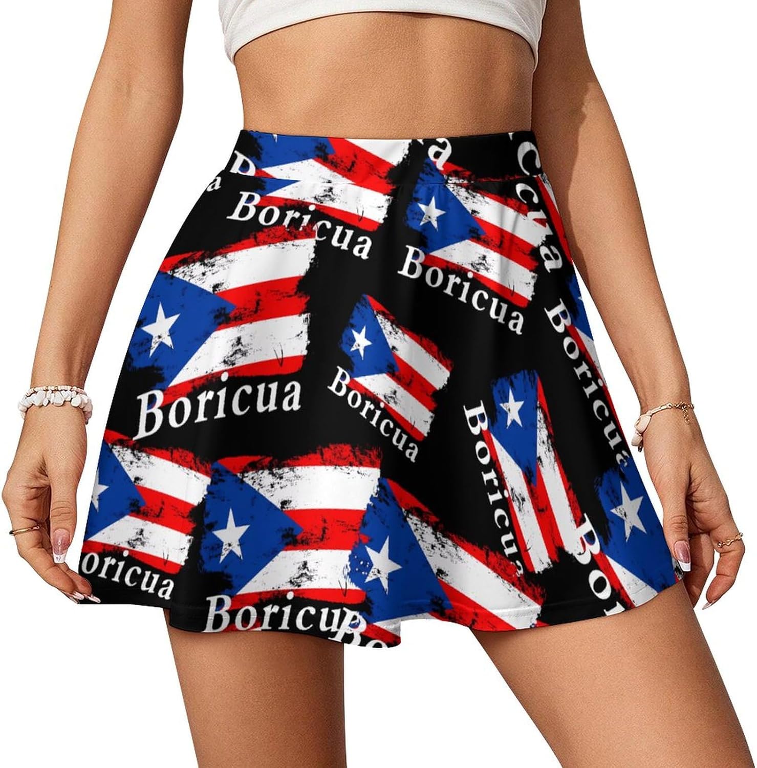 Vintage Puertos Flag Women Tennis Skirt Print Golf Skirts Mini Casual Workout Skorts