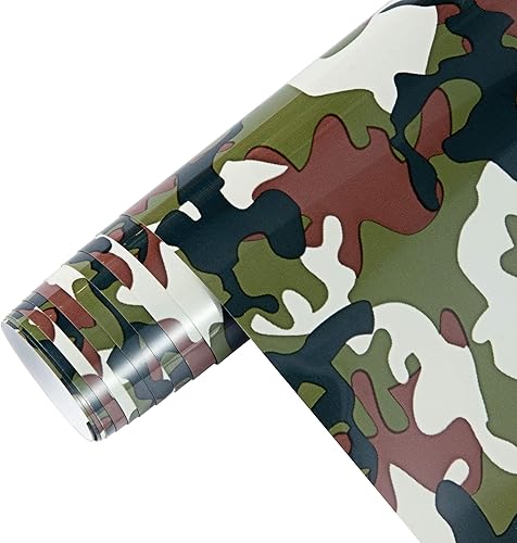 Vinilo adhesivo de poliuretano de camuflaje de 10 pulgadas x 5 pies, vinilo HTV para planchar para camisetas, prendas, rollo de vinilo de