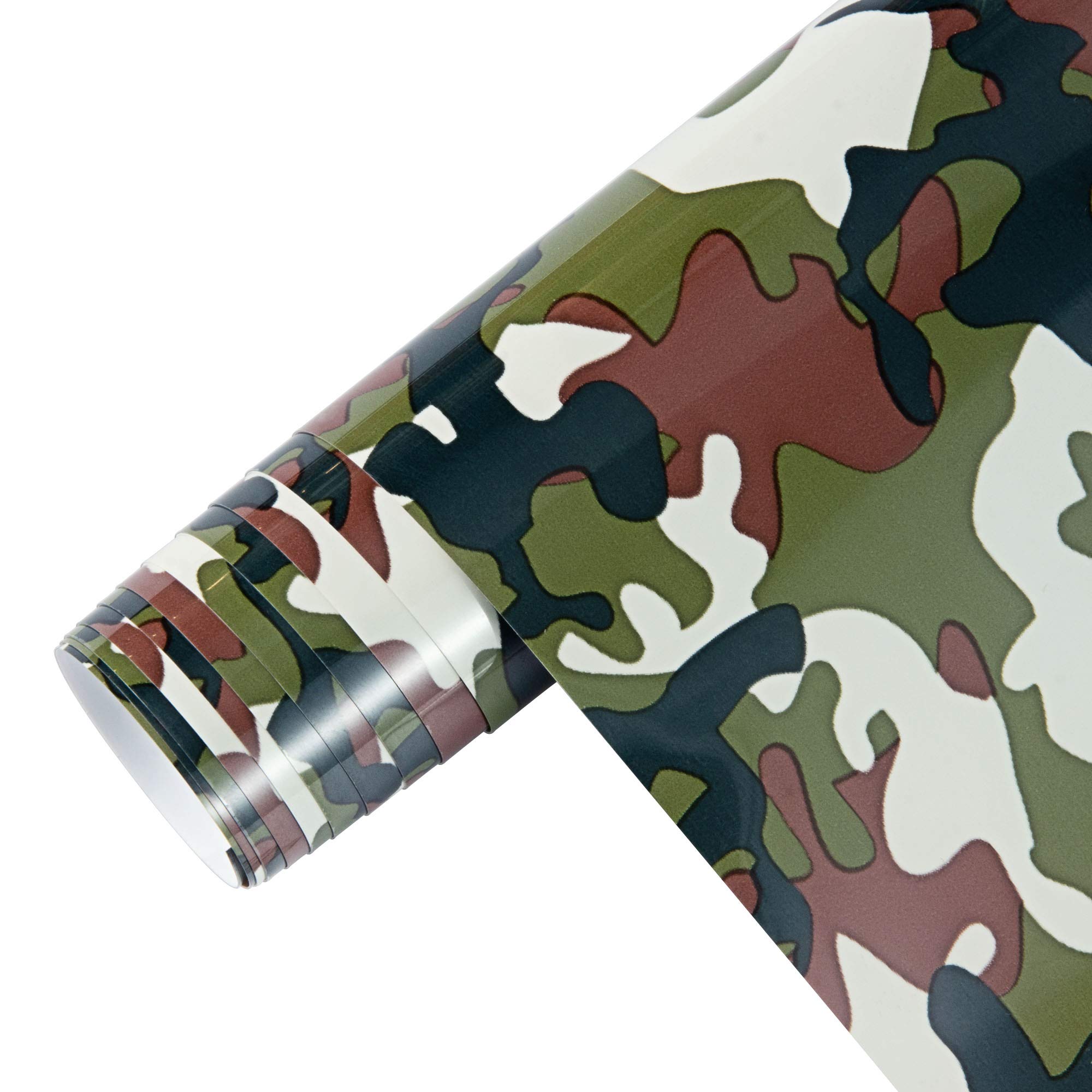 MabendeCamo PU Adhesive Vinyl 10''x 5 FT,Iron On HTV for T-Shirts,Garments,Camouflage Heat Transfer Vinyl Roll Compatible with Cricut,Silhouette and Cameo Cutters (Camo Green)