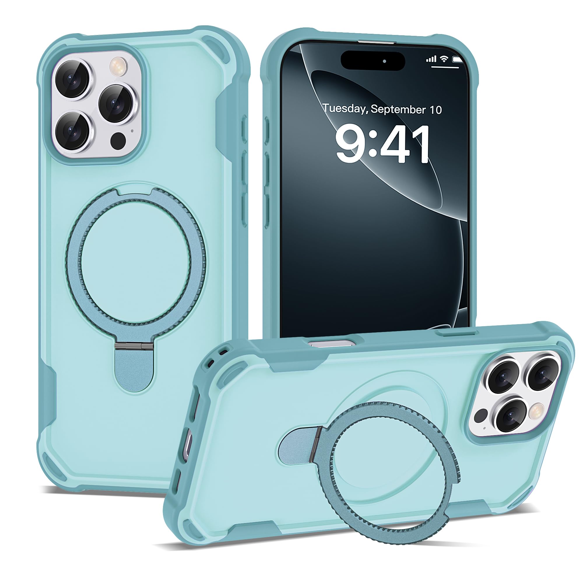 PeakFuel Compatible with iPhone 16 Pro Case 6.3'' with Magnetic Ring Stand [Military Drop Protection][Compatible with MagSafe] Shockproof 16 Pro Phone