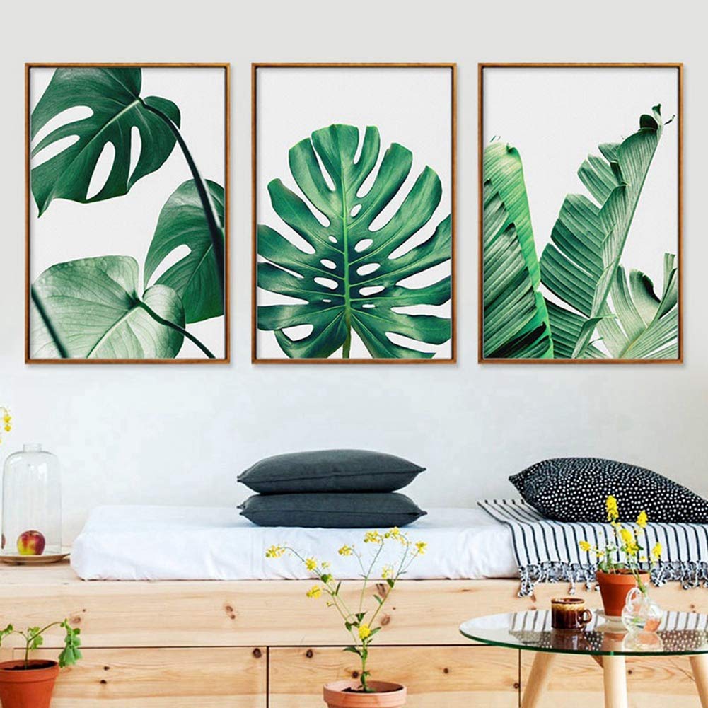 Set 3 Quadri Su Tela QPOKLAF – Sole, Arcobaleno E Fiori Di Campo, 30,5x40,6 Cm, Per Soggiorno Boho