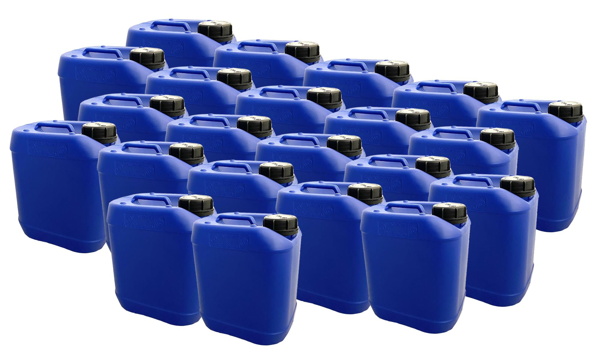 Style # 2 Blue - 5 LT (1.32 Gal) HDPE Jerrican Din51, GE Style | Tamper Evident Screw Cap | UN Rated 3H1/X (X-RATED) | BPA Free | Perfect Container to Ship Chemicals & Liquids | Easy Stacking HDPE Containers | Pack of 22