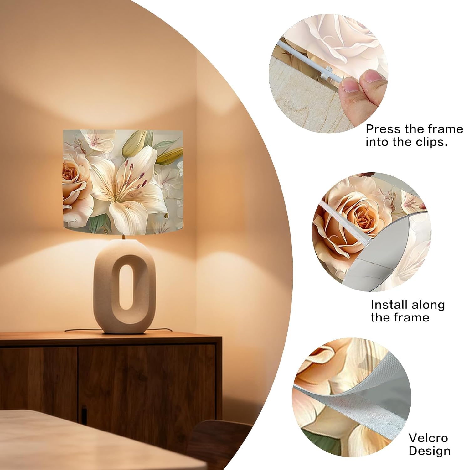 Nuxovilar Lamp Shades Set of 2 (13x9.8 inches, Polyester) - floral lamp covers, delicate light shades, suitable for vanity tops, guest room end tables, entryway console surfaces