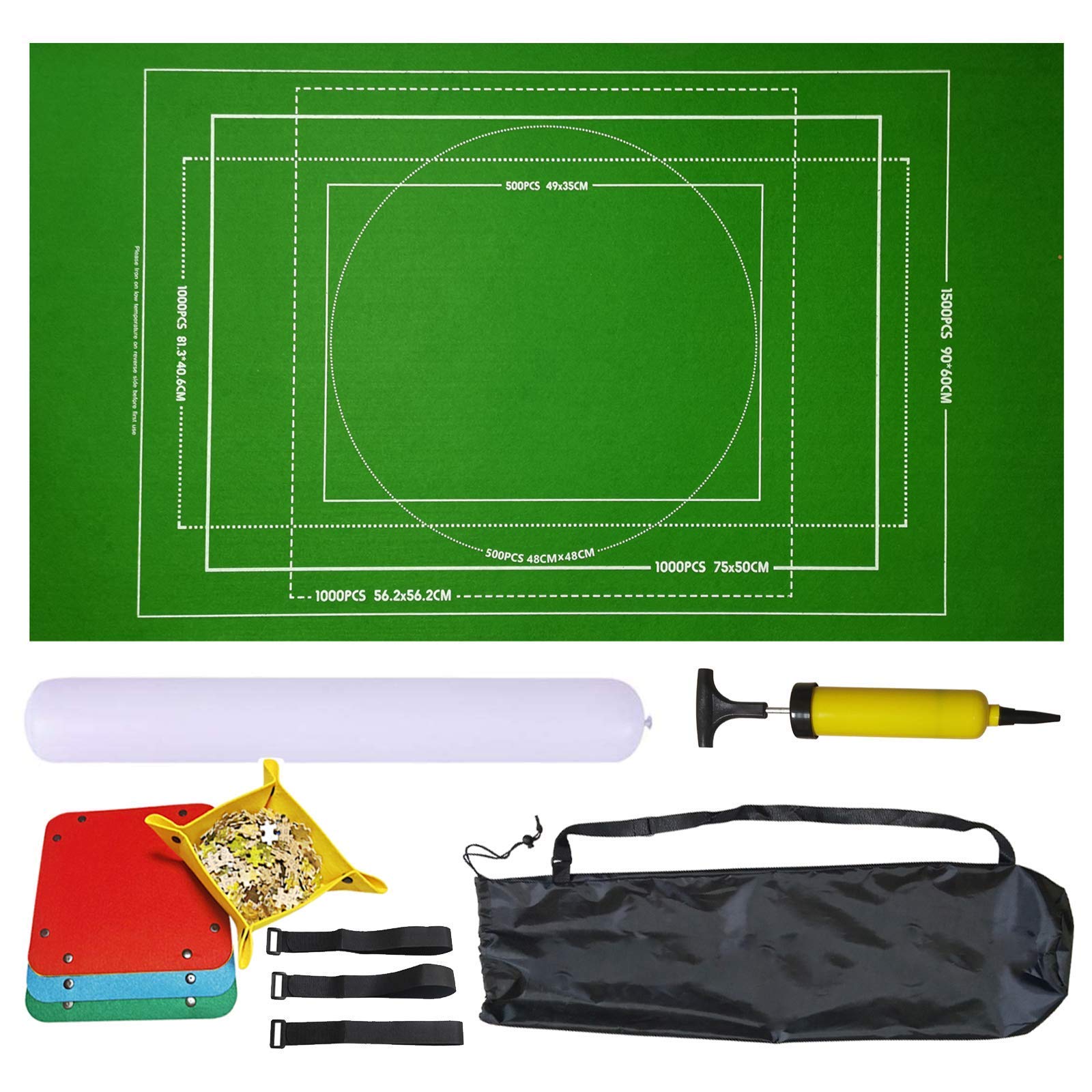 Puzzle Mat for Puzzles with Up to 2000 Pieces,Puzzle Base for Rolling,Practical Accessories for Storing Puzzles,Jigsaw Puzzle Roll Mat Puzzle Storage Saver Black Felt Mat (Green, 2000 Pieces)
