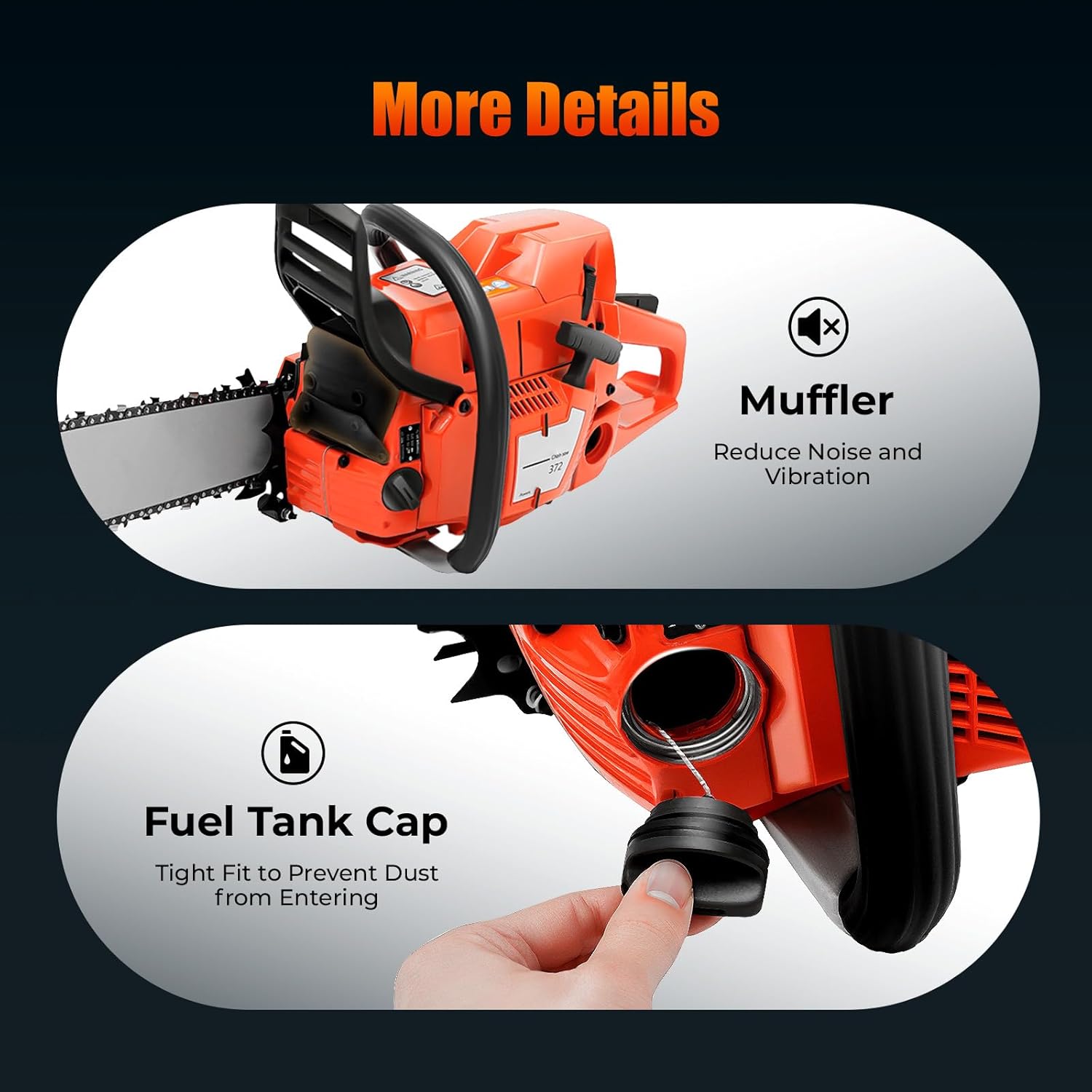 71cc 2-Cycle Gas Powered Chainsaw, 28" Guide Bar, Professional Wood & Tree Cutting Tool with Anti-Vibration Handle, Easy Start, Safety Features, for Pruning, Logging, and Timber Making
