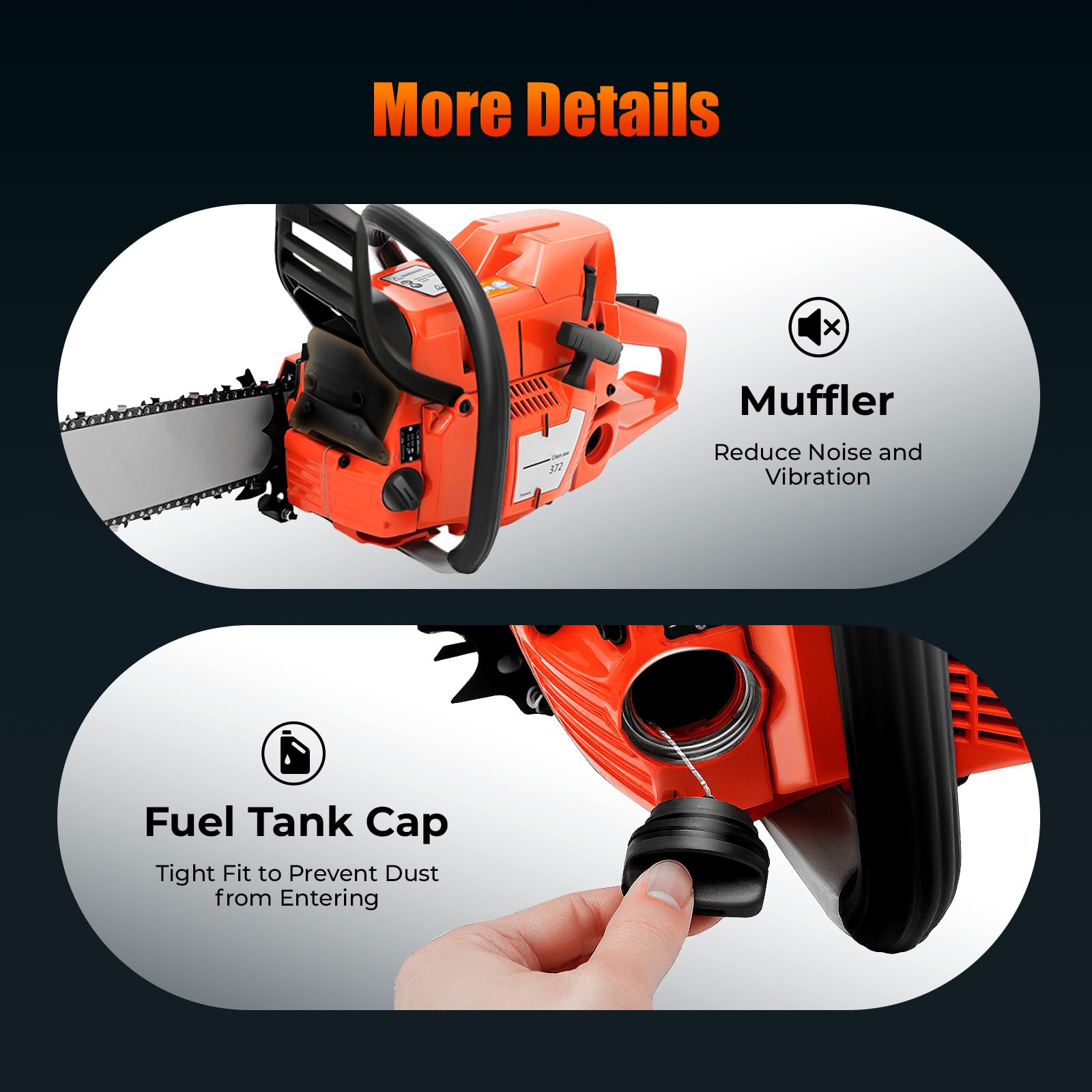 Motosierra de gasolina, juego de motosierras, longitud de cadena de 71 cm, 3,9 kW, cilindrada de 71 cc, 10 000 rpm, refrigeración por aire, longitud de espada de 71 cm, lubricación automática de