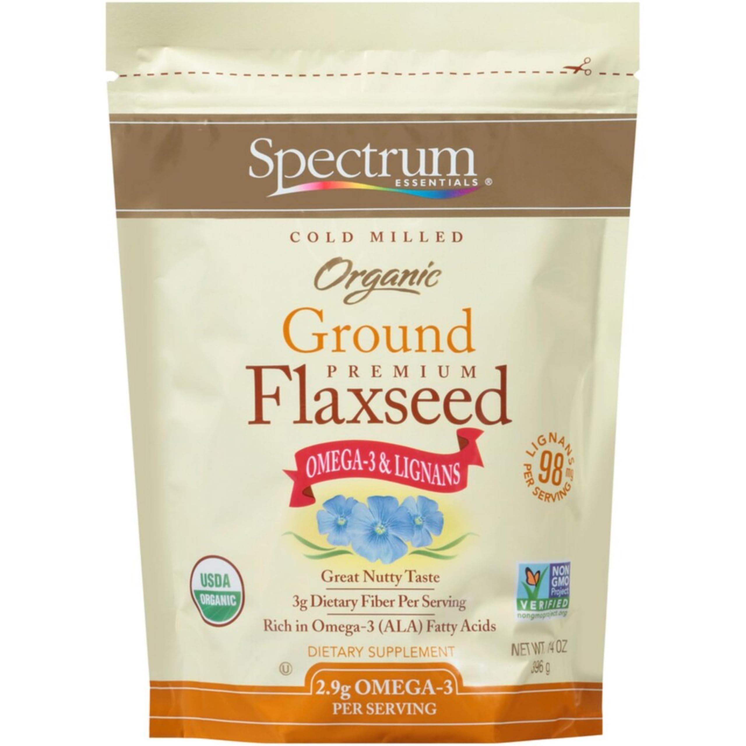 Spectrum Essentials Organic Premium Ground Flaxseed 14 ozUSDA Organic