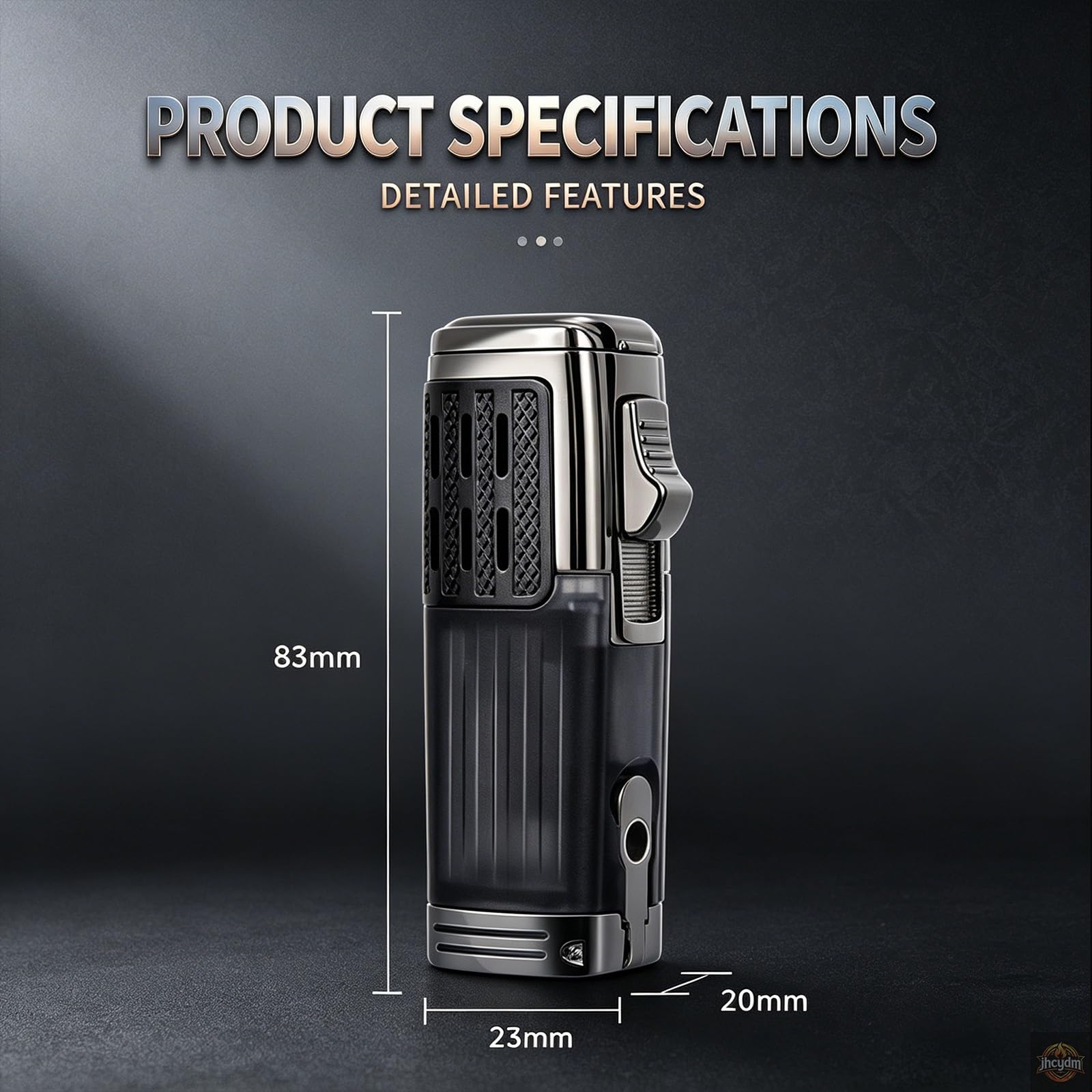 Three-flame torch lighter, large visible fuel tank, adjustable flame size, portable butane windproof lighter, suitable for outdoor picnics and as a gift.