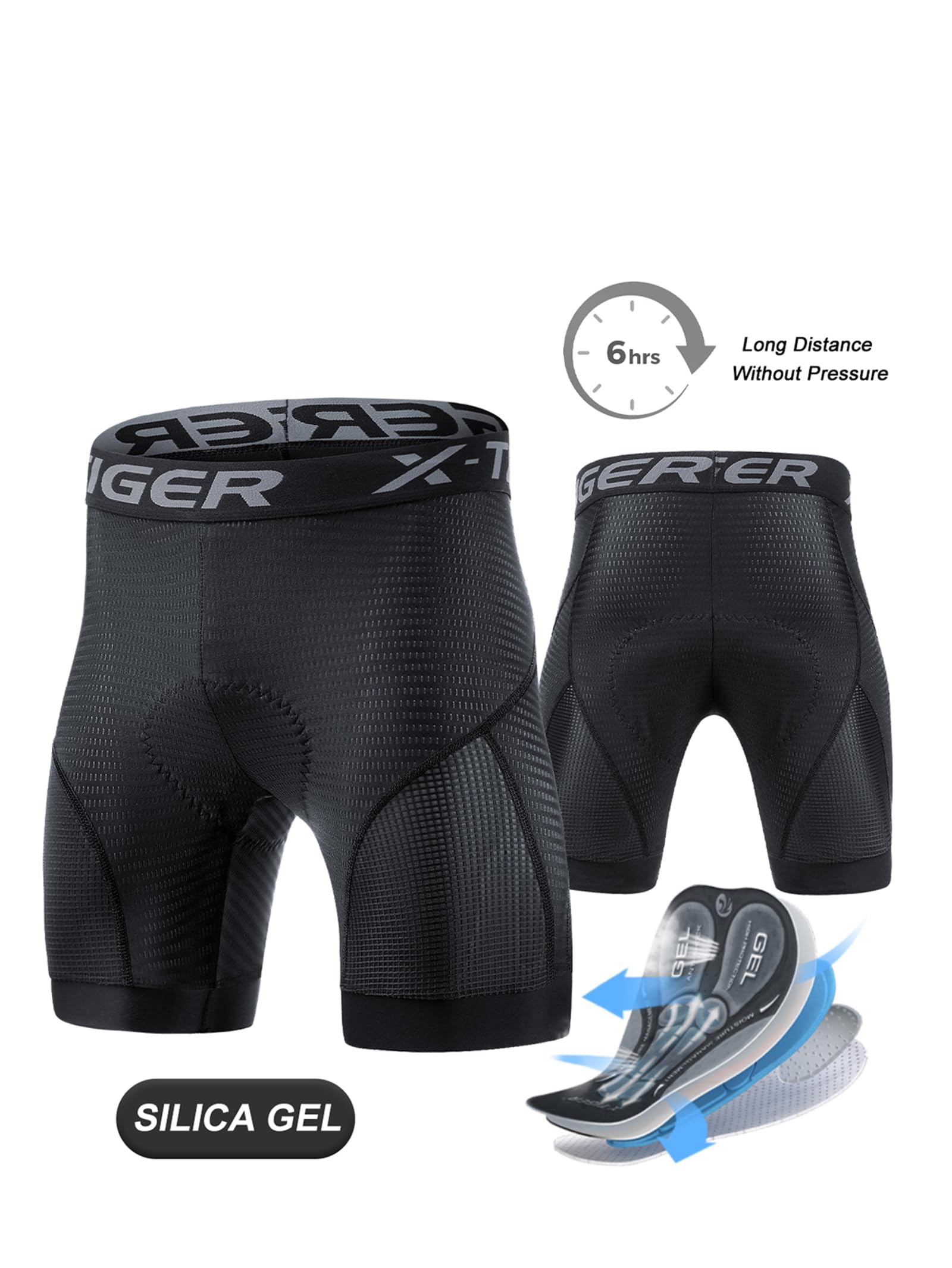 X-TIGER Ropa Interior de Ciclismo para Hombre Acolchado MTB Boxer Ciclismo Hombres Ropa Interior de Bicicleta,Tamaño:XXL