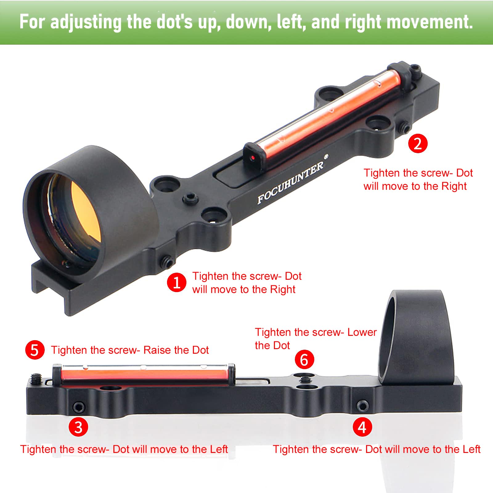 Rosso/Verde Dot Sight Lightweight 1X28mm Riflettore ottico tattico di caccia all'aperto rosso/verde Dot Tactical Fiber Optical Fiber Optical 3MOA (roja)