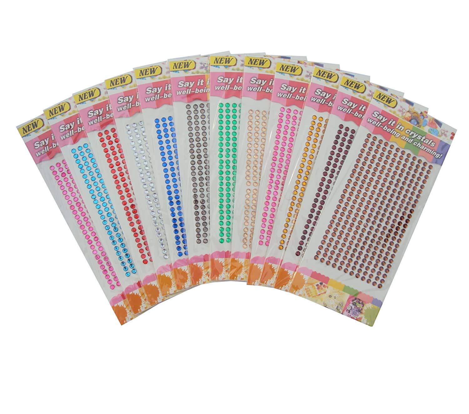 Aarvi Self-Adhesive Multicoloured Stone Stickers for Art and Craft Activity (Set of 12)