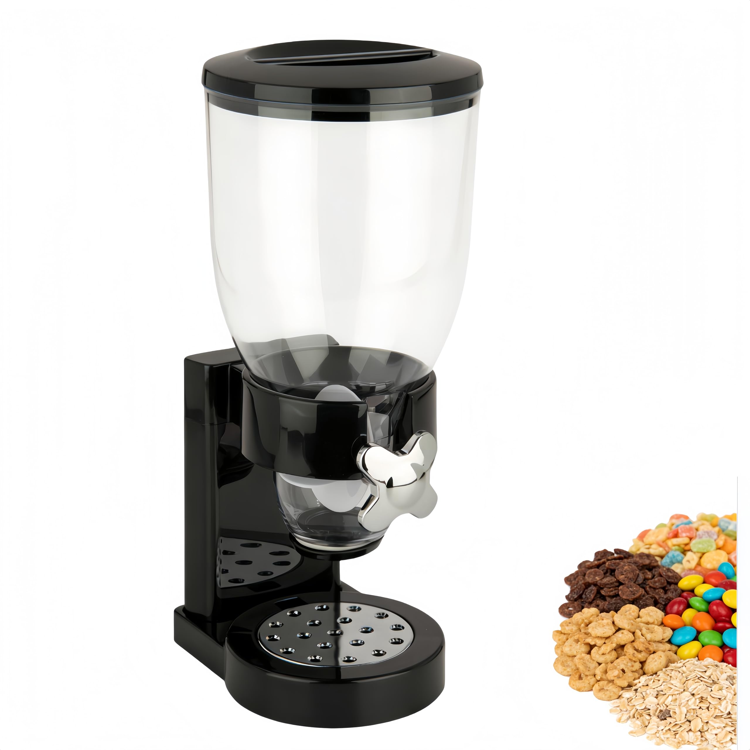 Doppio dispenser per cereali, contenitore per alimenti secchi da 2 tazze, dispenser ermetico per farina d'avena, snack, caramelle, noci, cibo per animali domestici, dispenser di cereali da banco con