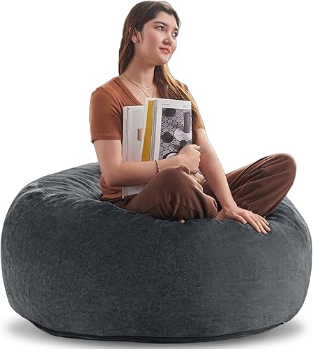 Miniatura 16 de Puf grande para adultos, puf con relleno, silla de espuma viscoelástica, funda de franela extraíble y lavable, puf gigante, adecuado para sala de