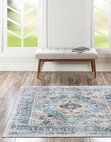 Unique Loom Yara Collection - Alfombra de área Yash (7 pies 10 pulgadas, cuadrada, gaviotamarfil)