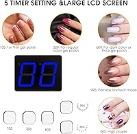 Vista 2 de Lámpara de uñas profesional recargable UV/LED de 48 W, secador de uñas de gel inalámbrico con sensor automático y pantalla digital, 4 ajustes