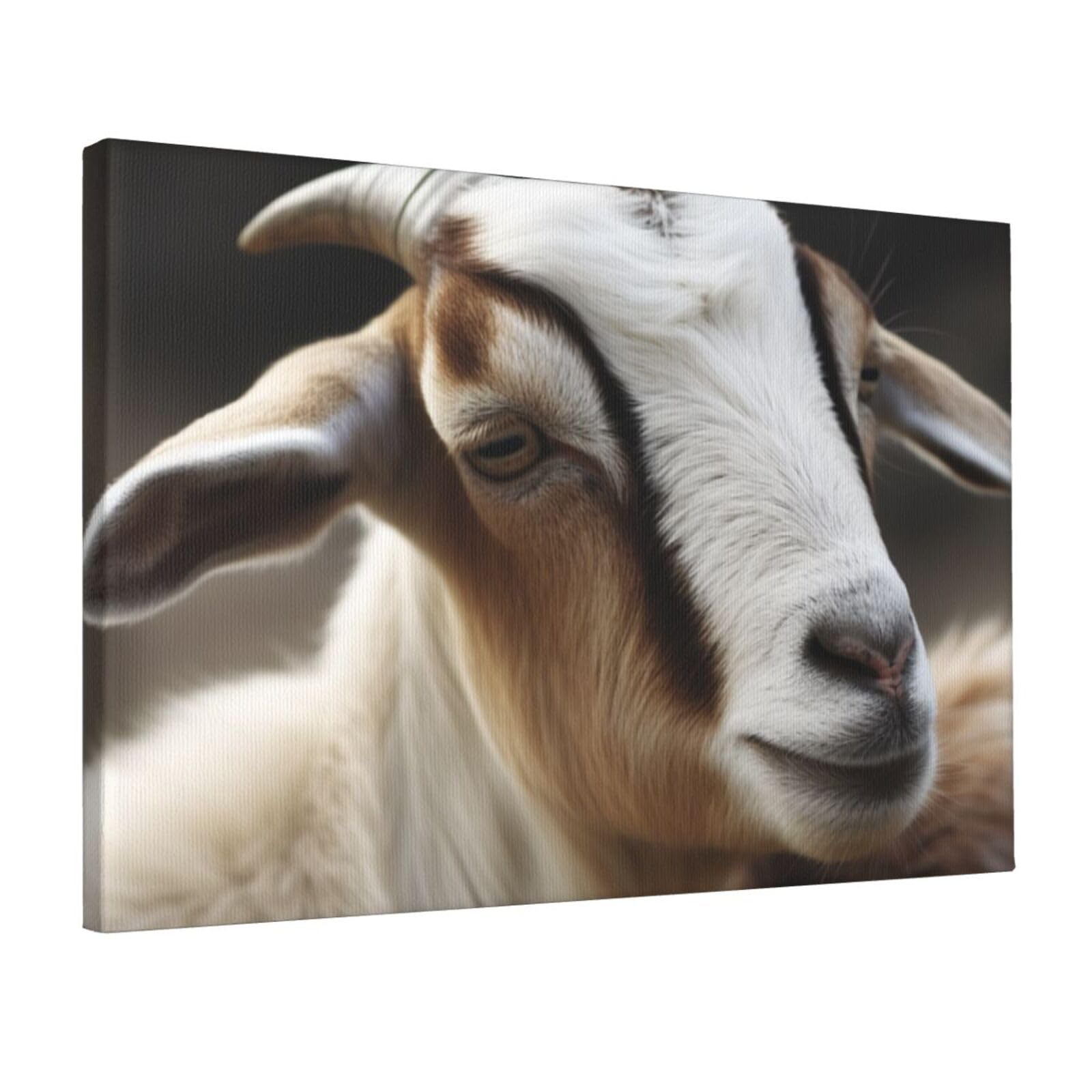 KLOPH Animals Goat Canvas Wall Art for Living Room 12"x18" Modern Artwork Painting for Bathroom Hanging Canvas Prints Aesthetic Wallart for Bedroom Kitchen Office Wall Decor