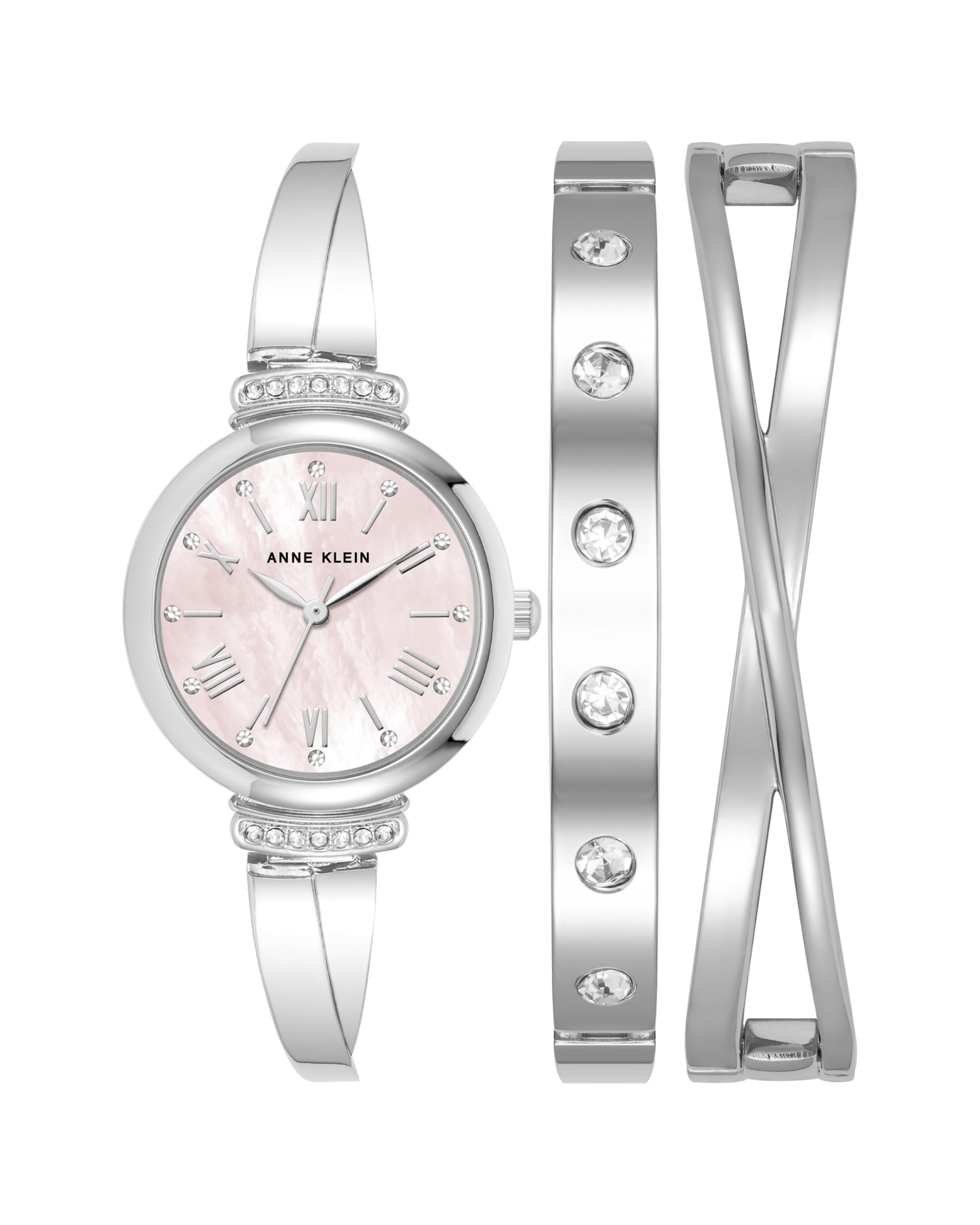 Anne KleinWomen's Premium Crystal Accented Bangle Watch and Bracelet Set