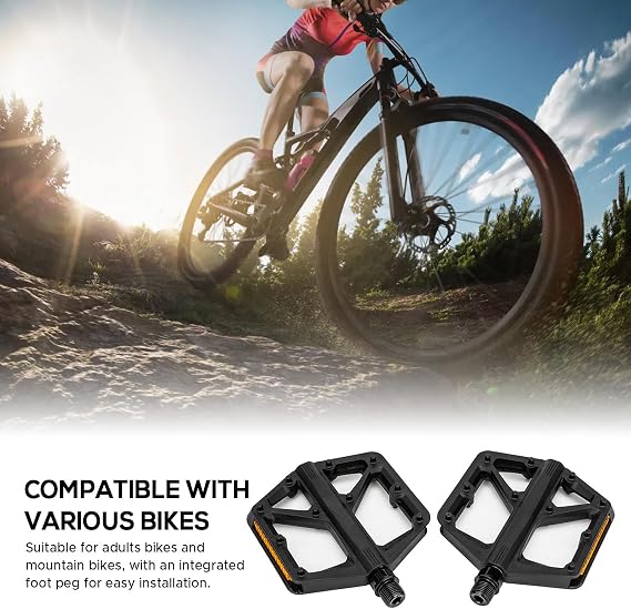 Mountain Bike Pedals, Bike Hybrid Pedals for 9/16 inch for Bicycle with Wrench