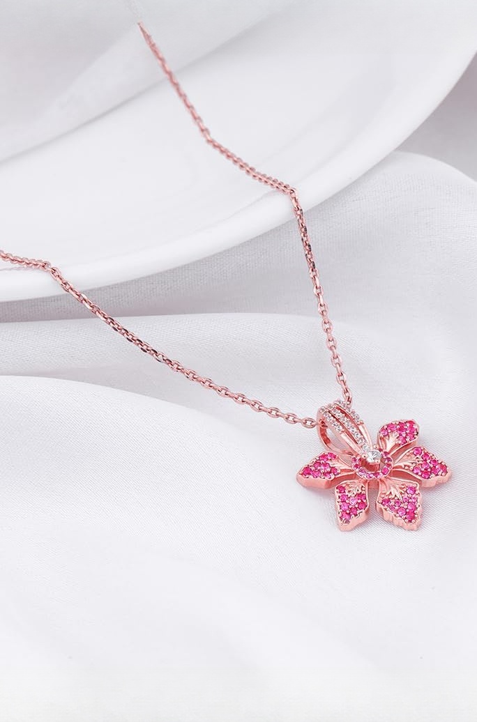 - 925 Silver Bhumi Rose Gold Rani Ebony Pendant with Link Chain| Necklace to Gift Women & Girls | With Certificate of Authenticity and 925 Stamp | 6 Months Warranty