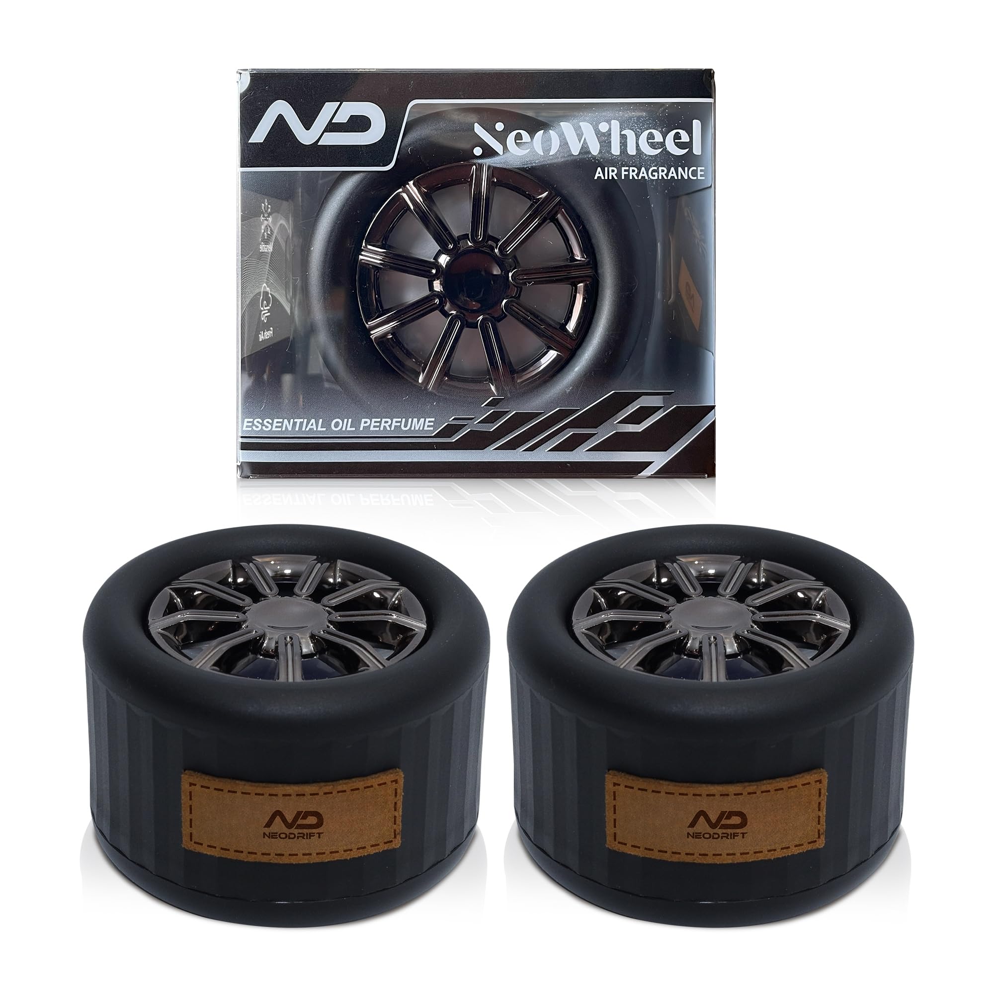 NEODRIFT 'NeoWheel' Car Dashboard Air Freshener (New Car-Whispering) 2 PC | Long-Lasting Fragrance, Fresh Aroma, Odor Control & Pleasant Scent for Daily Commutes and Road Trips