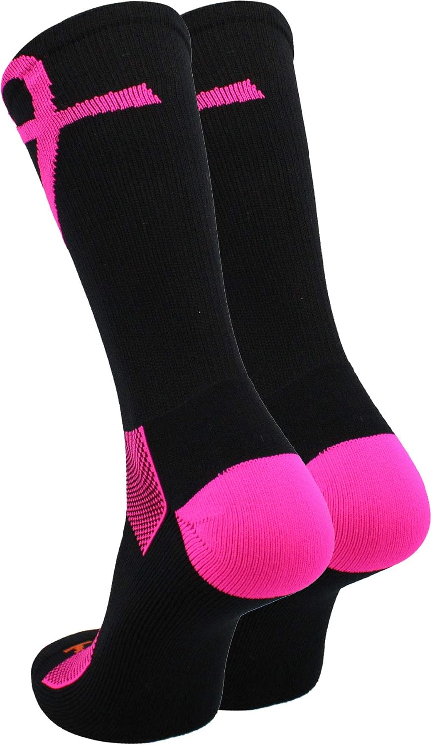 TCK Pink Ribbon Breast Cancer Awareness Crew Socks for Football Volleyball Boys Girls Youth and Adult - Image 2