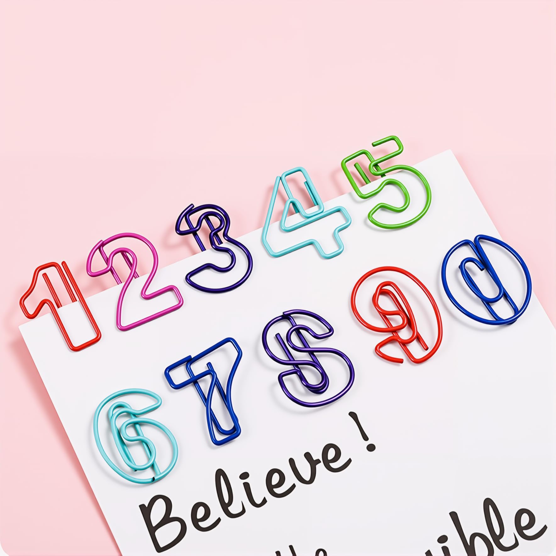 100Pcs Cute Paper Clips Funny Cute Paperclips Bookmarks Planner Clips Metal Numbers Style Rich Colors Strong Clamping Fancy Paperclips for Working