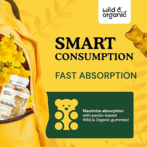 Miniatura 4 de Wild & Organic Gomitas de gordolobo para pulmones de 2000 mg - Desintoxicación y limpieza pulmonar - Gomitas veganas de hoja de gordolobo para apoyo