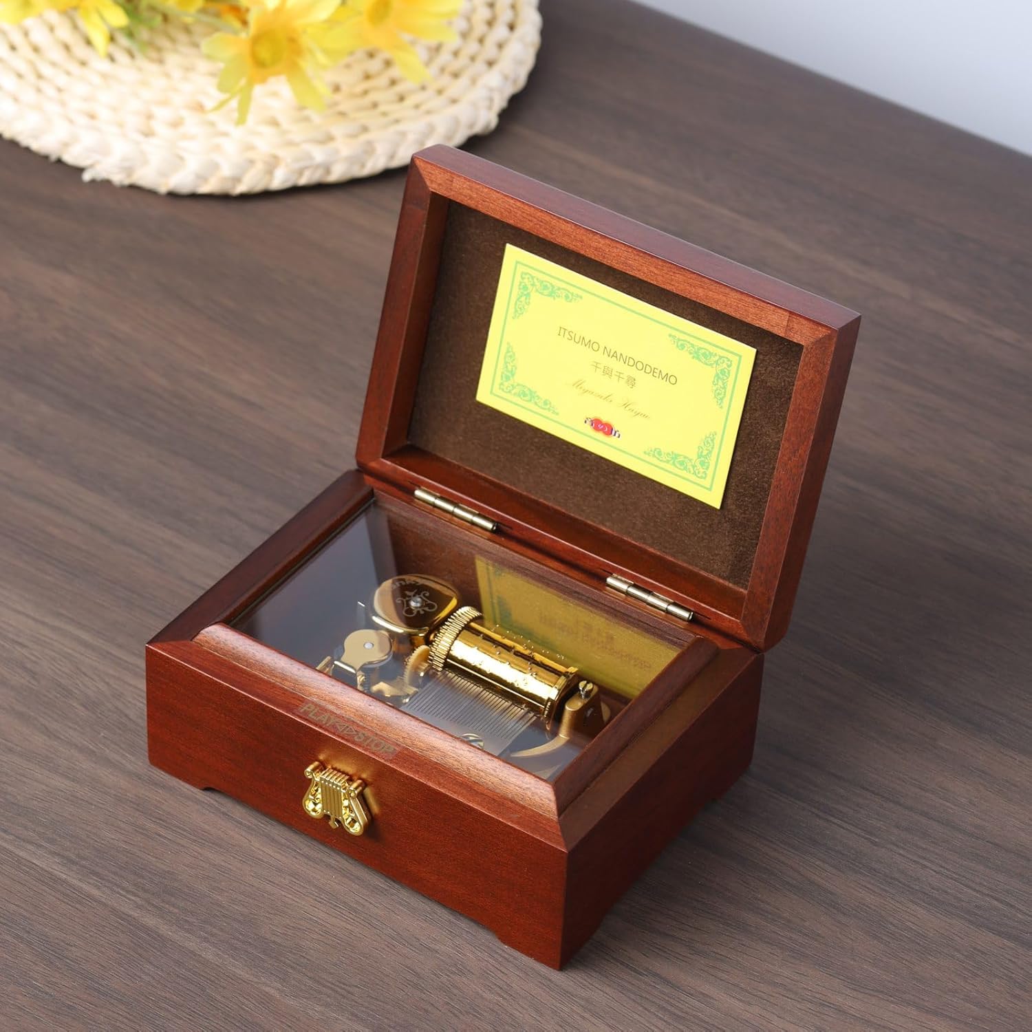 Wooden Music Box with 30 Note Metal Movement Collectible Mechanism Wind up Musical Boxes Gift for Her Girls Boys Kids Women Boyfriends Birthday Gift idea(Always with me)