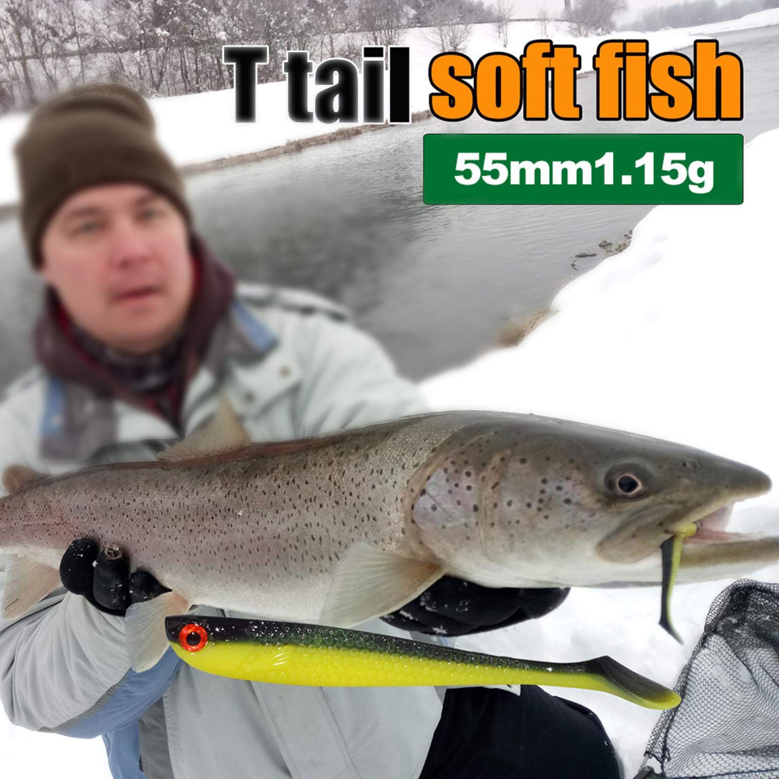 55mm Fishing Lure Fishing Jigs Bass Lures Simulazione Artificiale Piccolo Pesce Morbido Esche Esche Esche con T Tail Accessorio