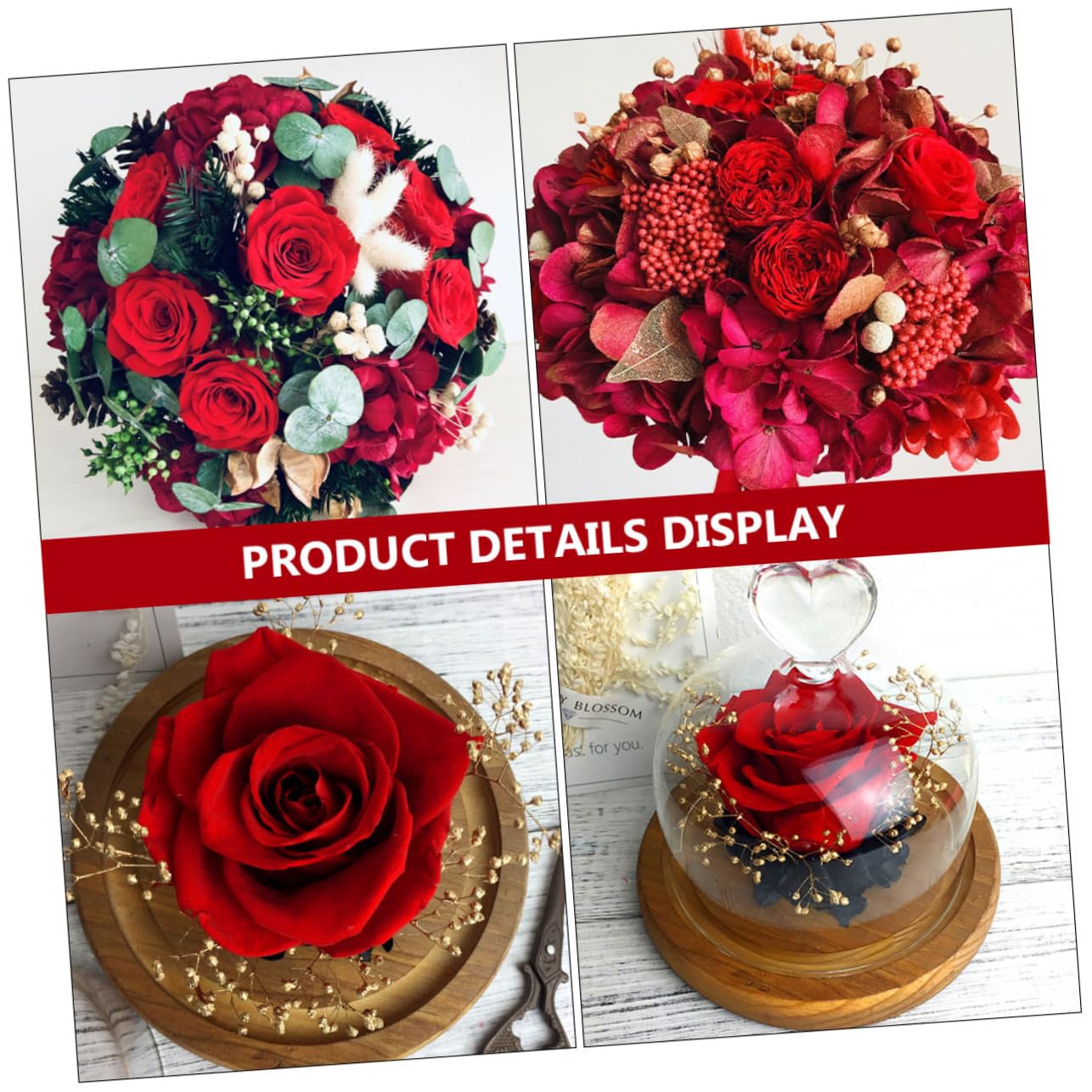 Garneck 4 Set Di Fiori Artificiali Per Occasioni Speciali Bouquet Di Fiori Conservati Decorazione Per Matrimoni Feste Di Compleanno 12 Pezzi * 4