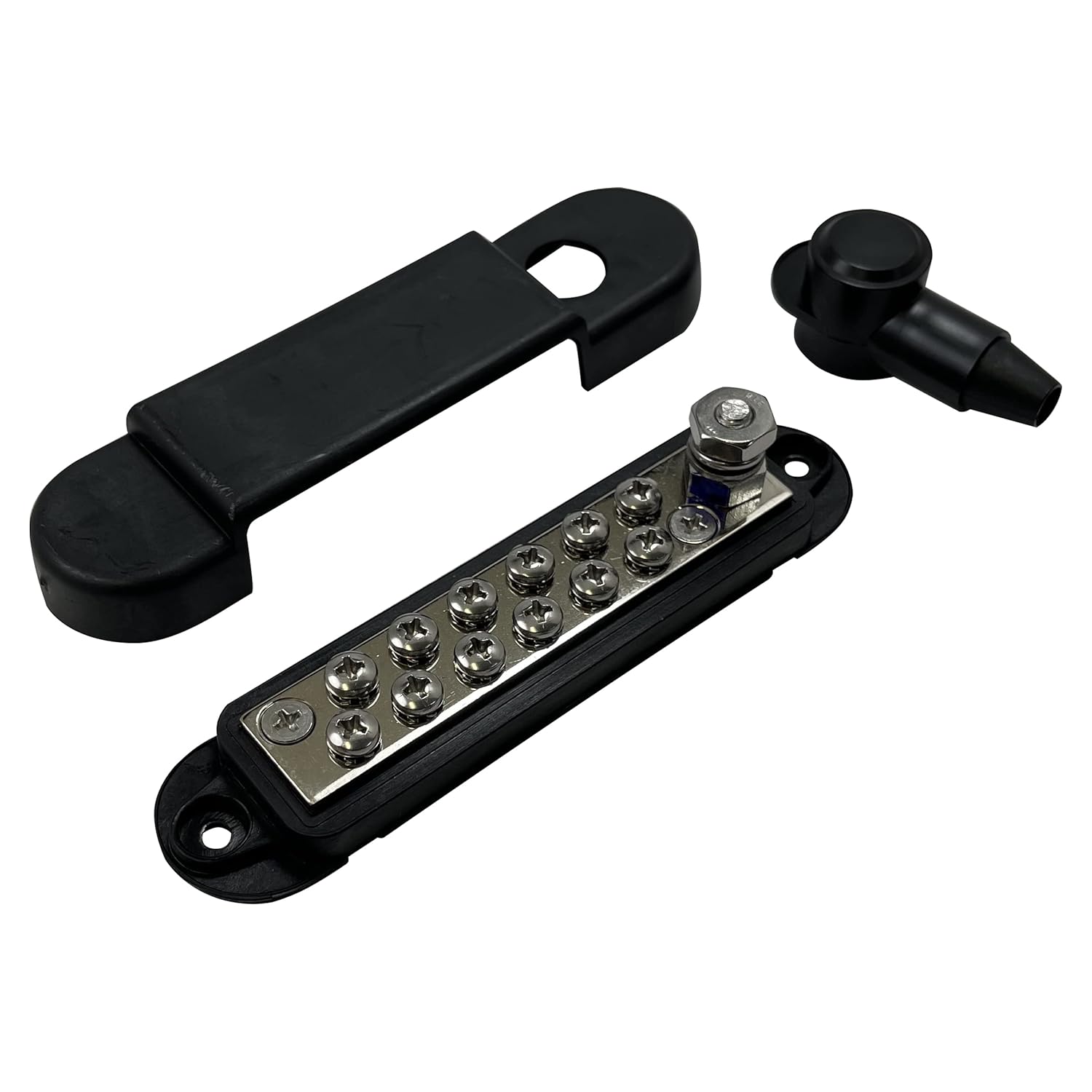Sherco-Auto 12 Point Black Power Distribution Block Terminal Busbar w/Cover & Insulator Boot - Made in USA