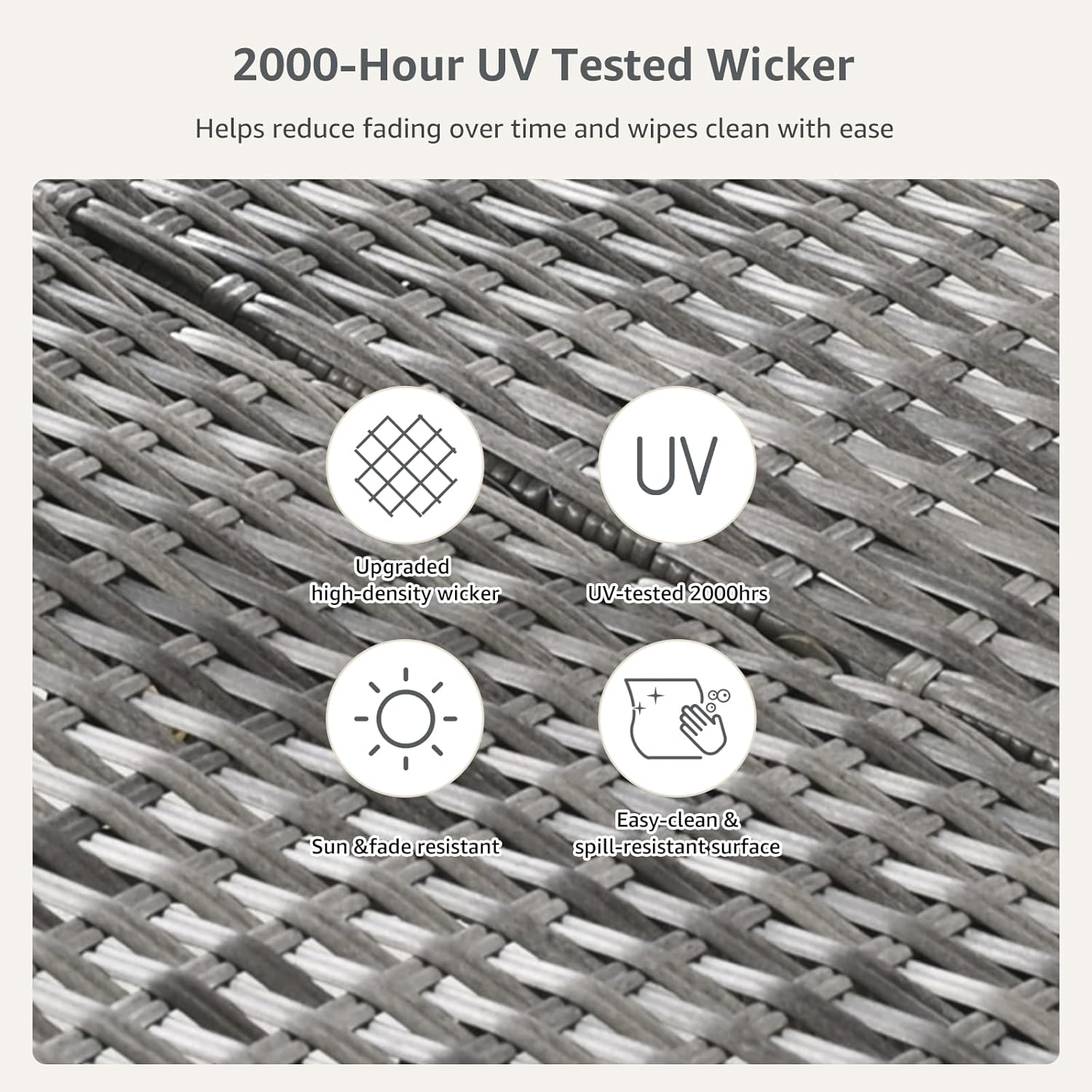 Set of 2 Gray Outdoor Chaise Lounge Chairs, Wicker Patio Lounge Chairs with Adjustable Backrest and Armrests, Durable PE Rattan Pool Chair for Patio, Poolside and Garden