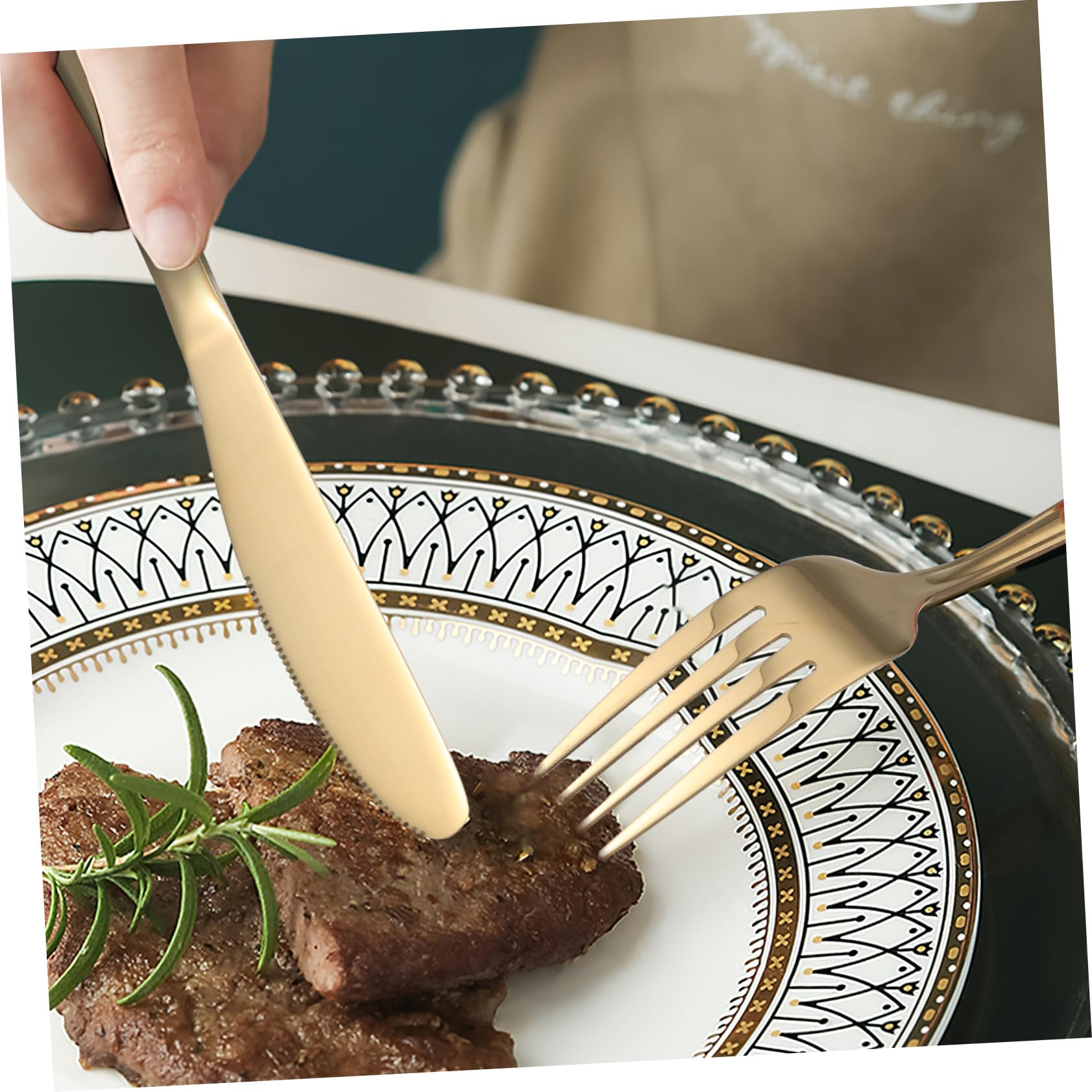 ULTECHNOVO 2set Posate in Acciaio Resistente Per Bistecche Cucchiai e Forchette Stoviglie Resistenti Per Cucina e Tavola Utensili Da Portata