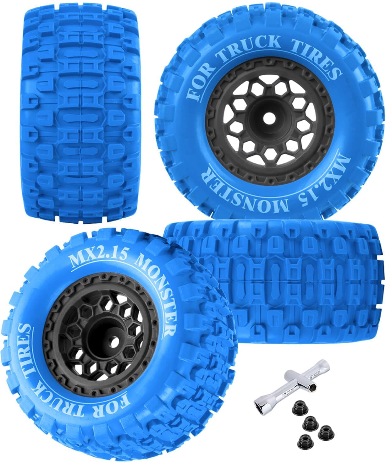 12mm Hex RC Drift Wheels for 1/16 Mini Maxx & Mini XRT MJX 16207 16210 16209 16208,HSP 94186,E-Revo,L0s1,1/18 Mini LMT RC Crawler Car Truck,BRCatWPark RC Wheel Tires,Mini RC Truck Tires,Black Blue