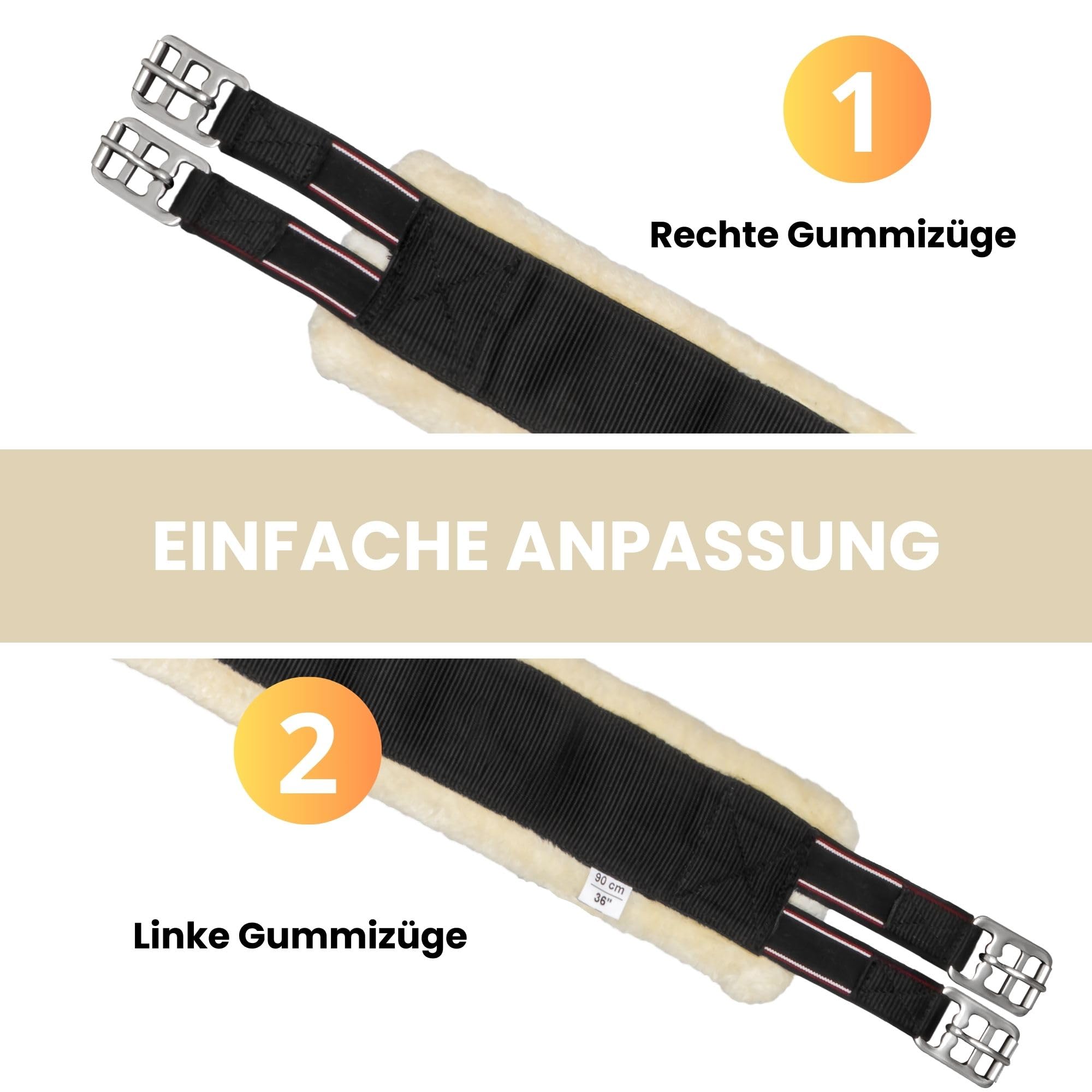 FurArtificial Sangle de selle avec fourrure synthétique pour cheval 90cm Noir/Miel