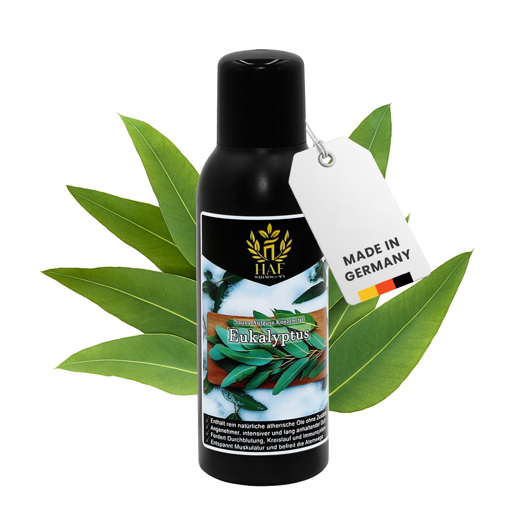 HAF Koncentrat do sauny, eukaliptus, 250 ml, zapach sauny z naturalnymi olejkami eterycznymi, napar do sauny bez sztucznych dodatków, olejek do sauny zapewniający intensywny i długotrwały zapach