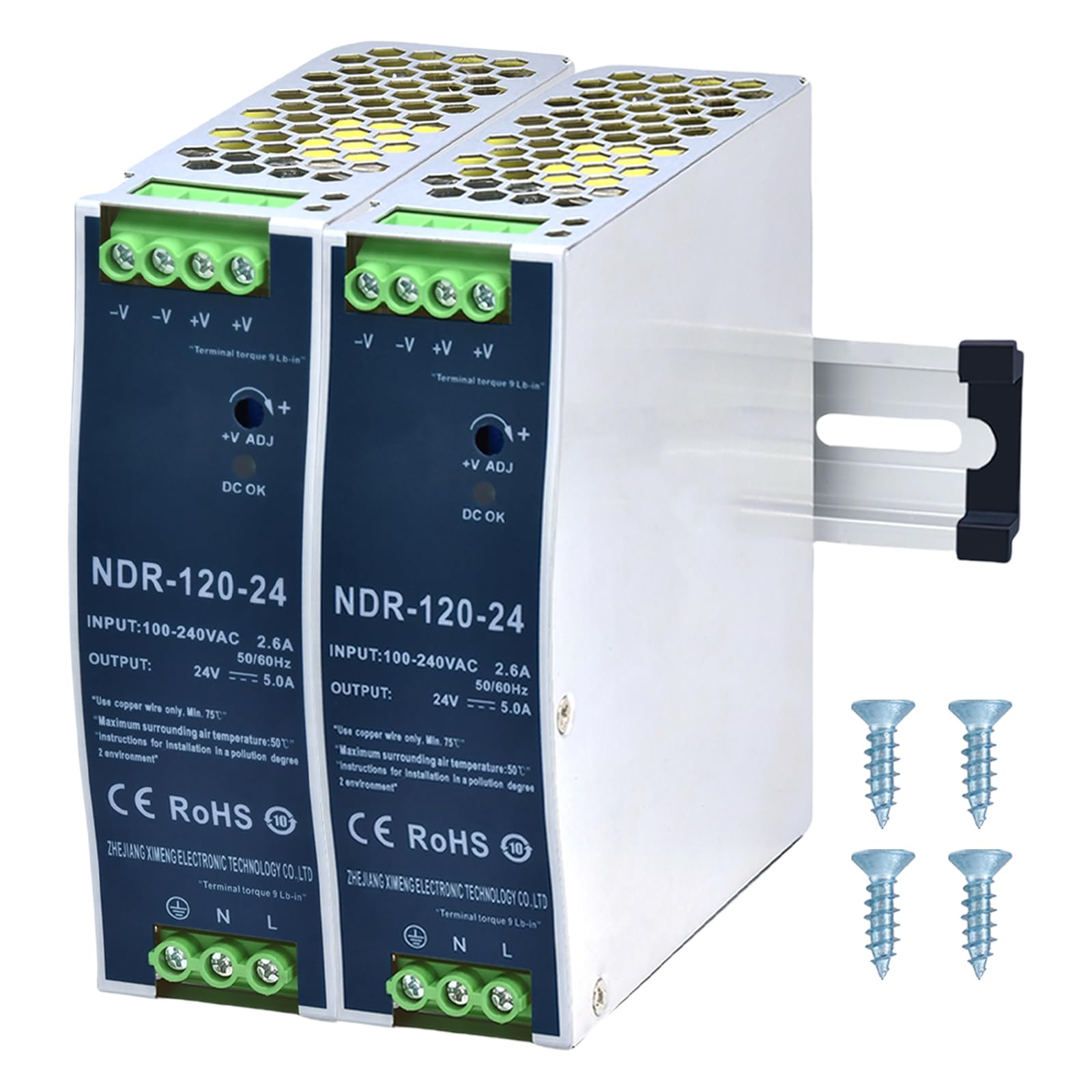 XSHBGF 2PCS 24VDC Power Supply NDR 120W Dual Output Power Supply Switch Switching Converter DC (Input 100-240VAC Output 24VDC 50/60HZ 24V 5A)-image-45
