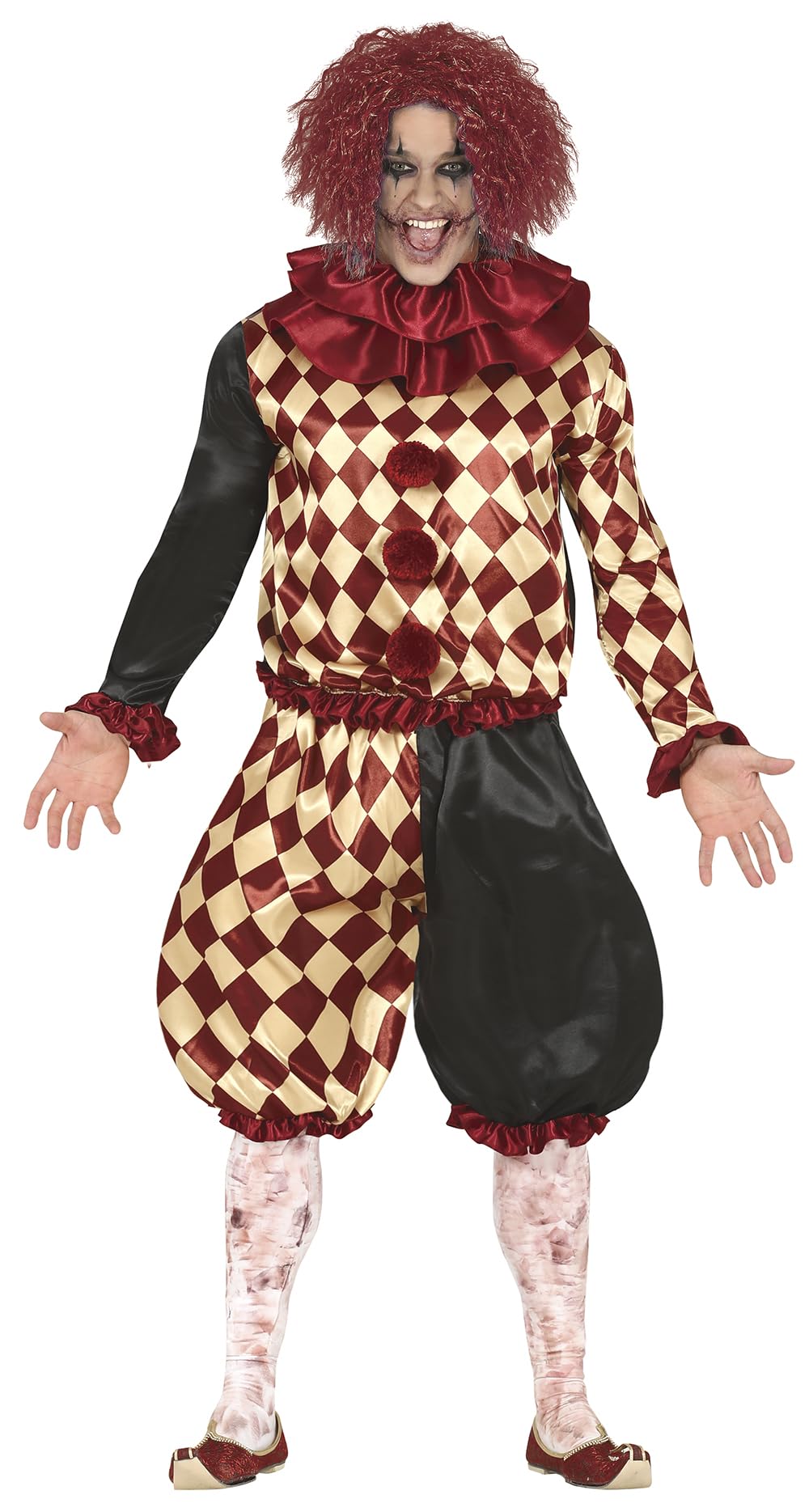 FIESTAS GUIRCA | Disfraz Horror Clown Adulto - Camiseta, Cuello y Pantalón - Disfraces de Payaso Asesino para Halloween, Carnaval y Fiestas de Terror - Ideal para Hombre