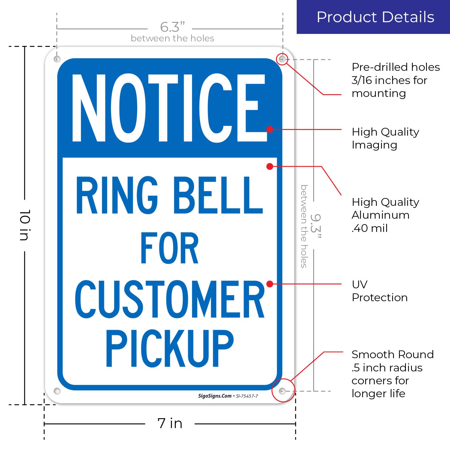 Signs For Business Ring Bell For Service Sign - 10x7 Inch Rust-Free ...