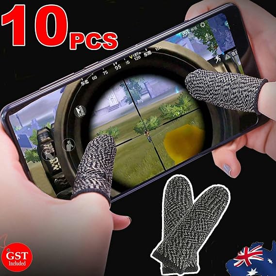 Mobile Game Controller Finger Sleeve Set 10pcs/5 Pairs Sweatproof Breathable Gaming Thumb Full Touch Screen Sensitive Shoot Aim Joystick for Legend/Rule of Survival PUBG/Knives Out