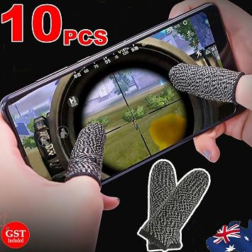 Mobile Game Controller Finger Sleeve Set 10pcs/5 Pairs Sweatproof Breathable Gaming Thumb Full Touch Screen Sensitive Shoot Aim Joystick for Legend/Rule of Survival PUBG/Knives Out