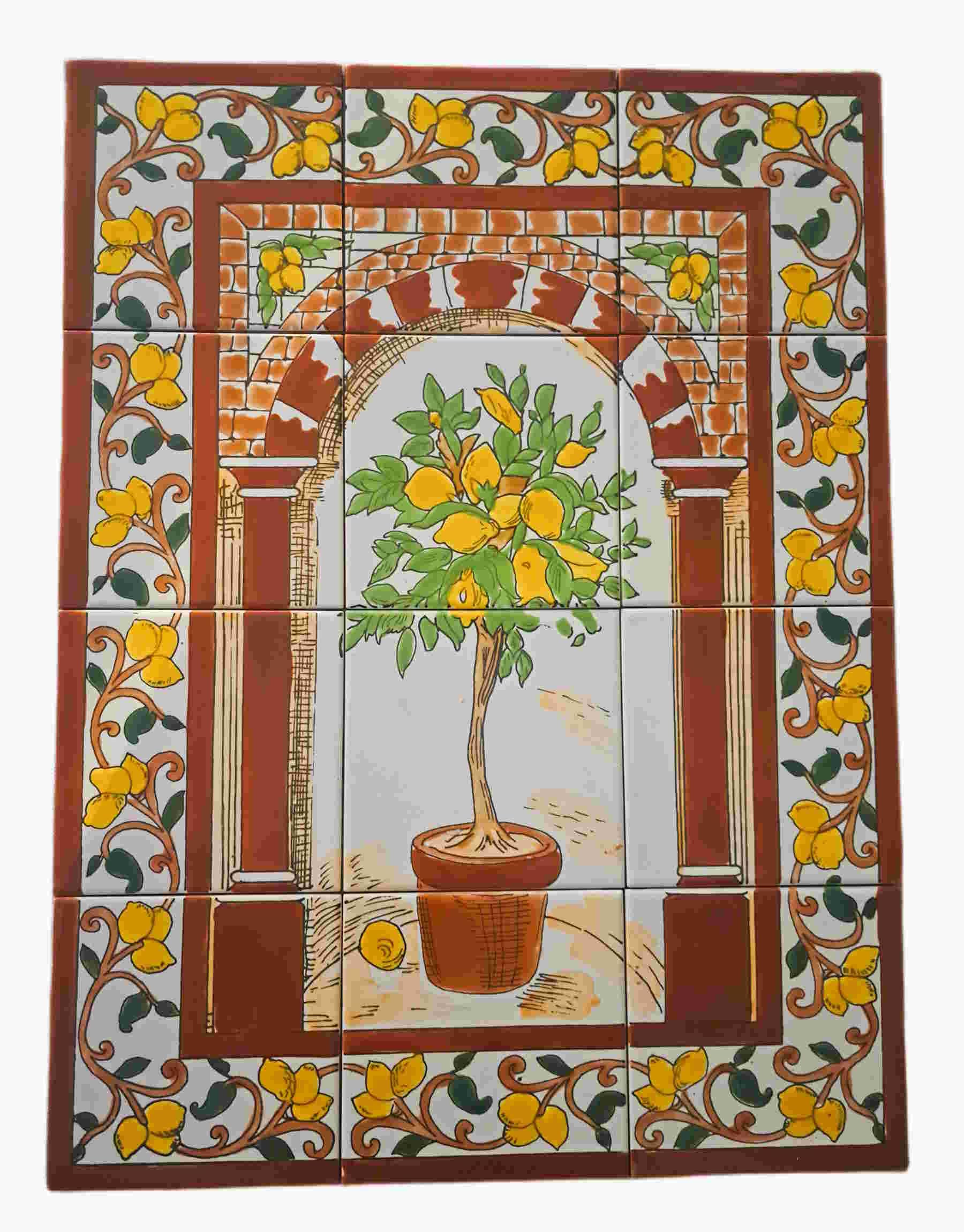 Handbemalte Azulejos 45x60 cm – Mediterranes Fliesenbild Wandfliesen | Handbemalt, Orientlisches Design, Hitzebeständig, Robust.